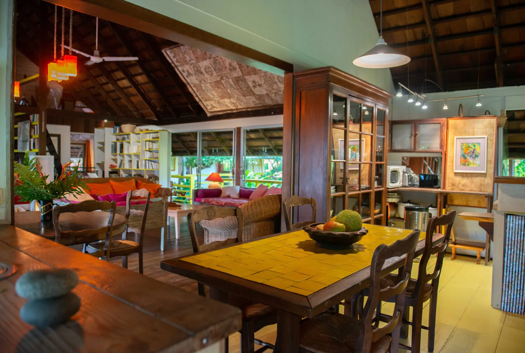 The dining area and the kitchen